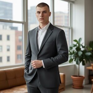 🌻Gianfranco Ruffini Italy Men's Gray Pinstripe Wool Cashmere Blazer Size 38S